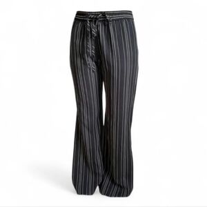 Zara Basic Thin Stripes Wide Leg Tie Waist Pants